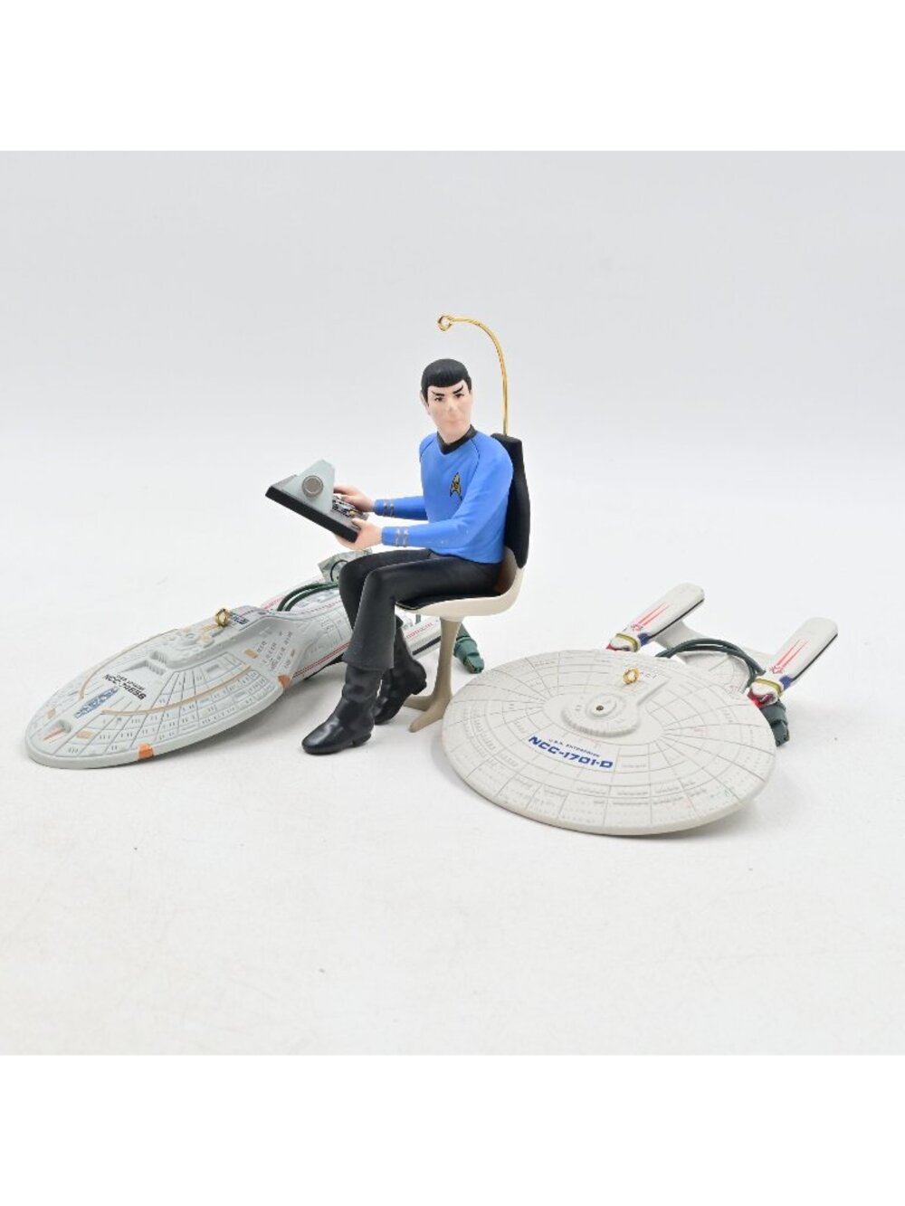 Star Trek Spock & Starship Ornaments NCC-1701-D & NCC-74656 Hallmark Keepsake